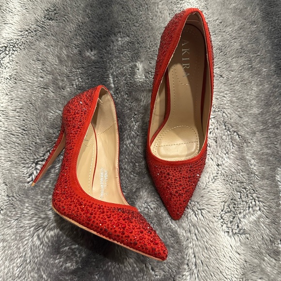AKIRA Red Rhinestone Heels - Picture 3 of 7